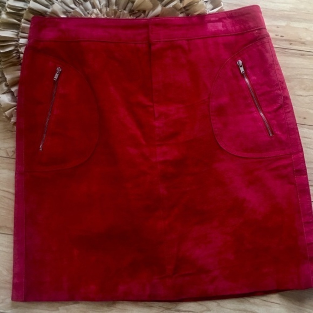New Frontier Red Suede Mini Skirt Size 6
